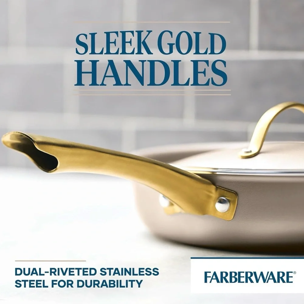 Farberware Radiant Nonstick Saute Pan with Lid 2.75 Quart Champagne See Pics NWT